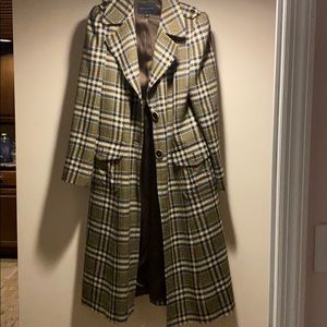 Banana Republic plaid trench coat.